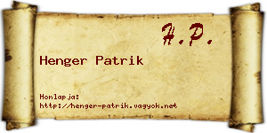 Henger Patrik névjegykártya